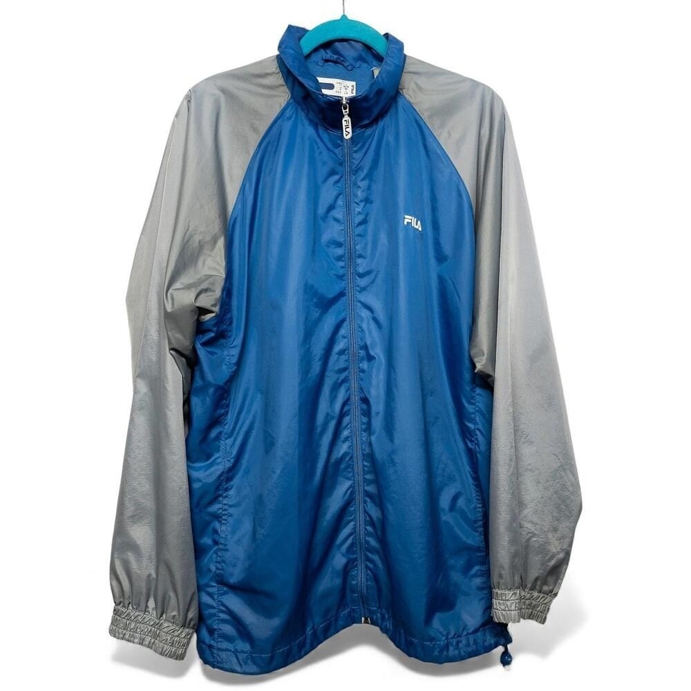Fila Men's Track Jacket Blue Gray Zip Up Windbreaker Athletic Size‎ L